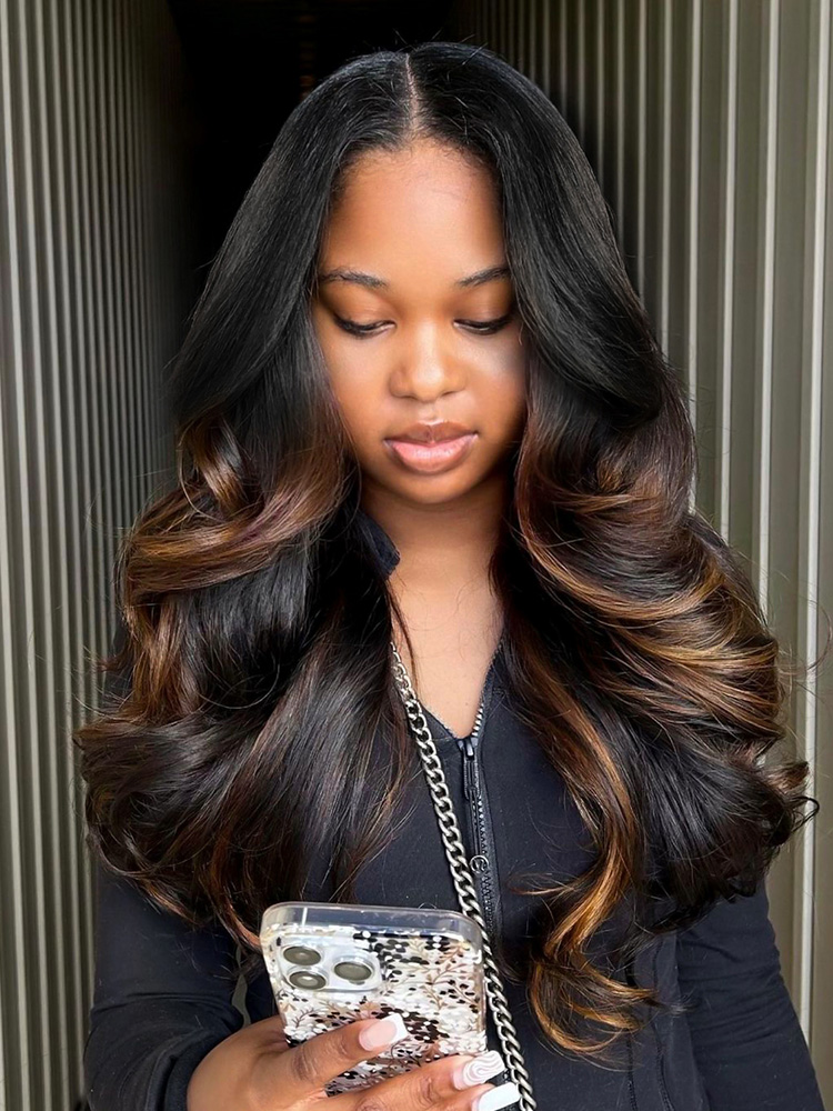 Black And Brown Highlight Wigs