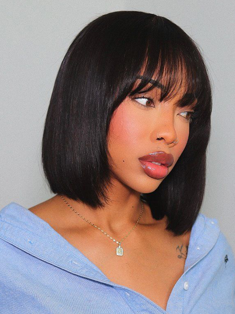 straight bob lace front wig