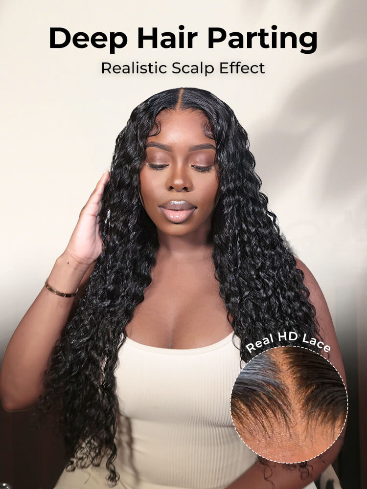 middle part deep wave wig