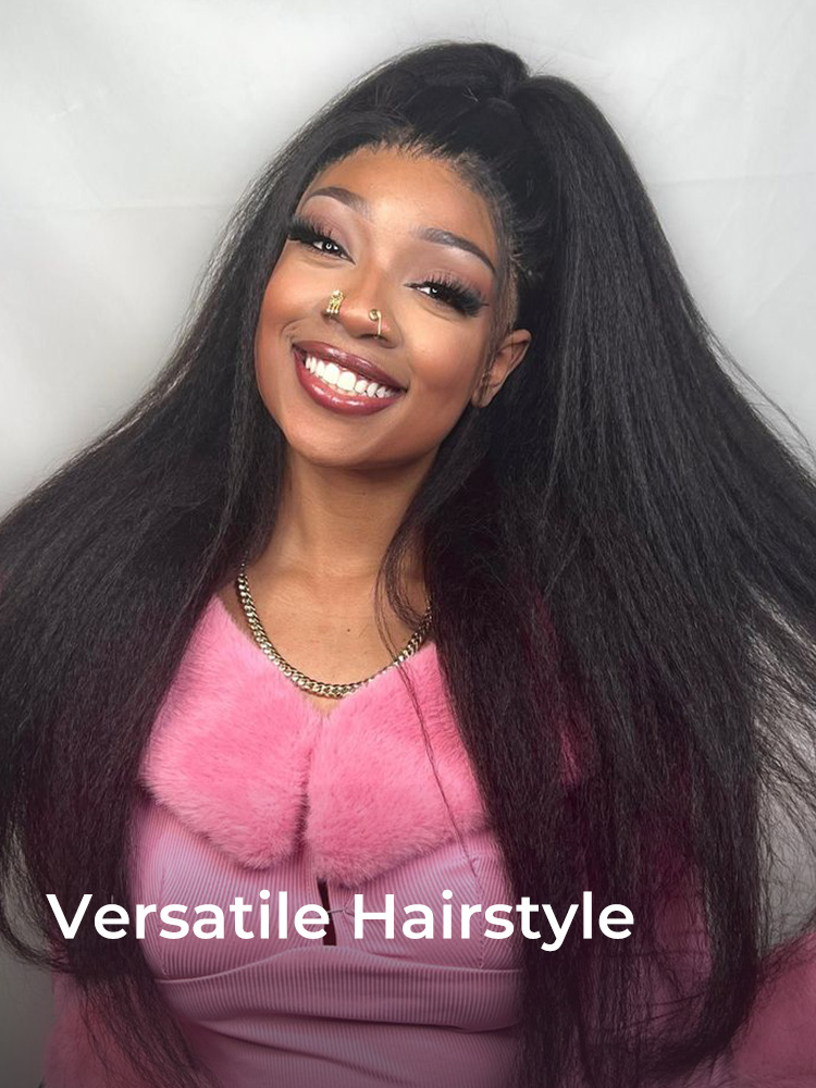 High Ponytail Kinky Straight Lace Wig
