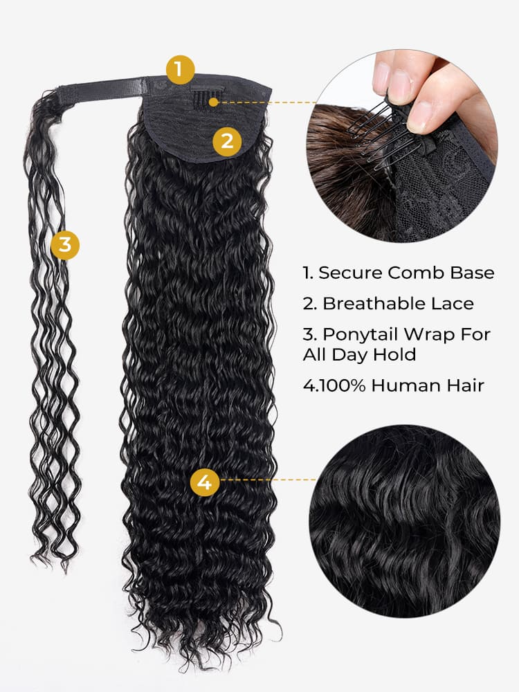 Details Deep Curly Ponytail Hair Extension