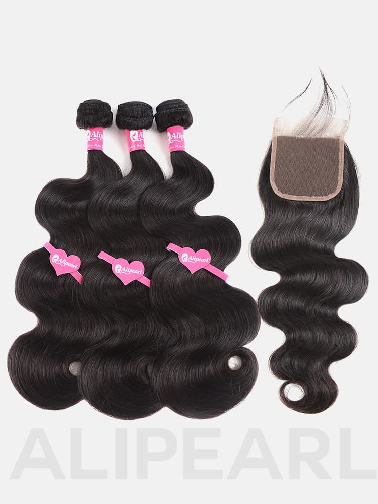 Alipearl Toppest 12A Grade Virgin Hair Bundle Body Wave with 5*5 HD Super Thin Lace Closure