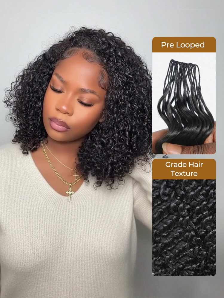 Human Crochet Hair Extensions Pre-Separated Easy Flip Over Method
