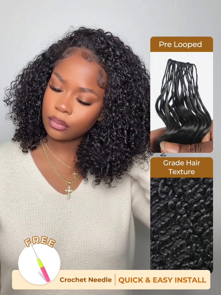 Human Crochet Hair Extensions Pre-Separated Easy Flip Over Method