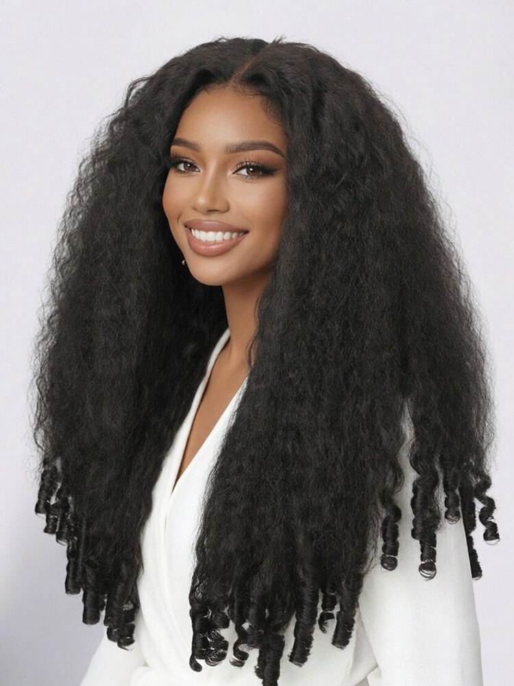 Kinky Curly With Spiral Curly Ends 5x7 HD Lace Front Glueless Wig