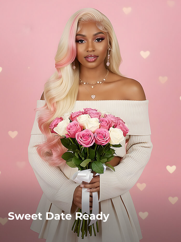  pink and blonde highlight wigs