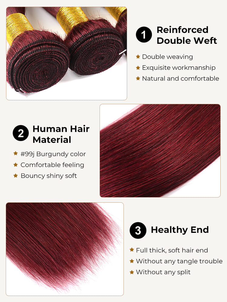 double weft long lasting straight hair bundle