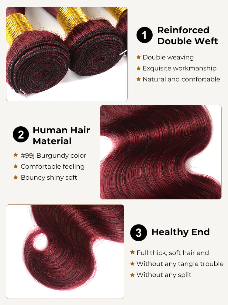 3 packs human hair bundles
