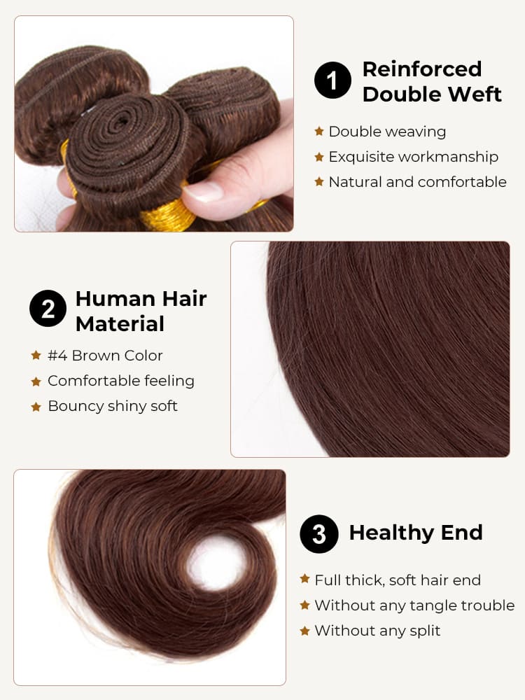Dark brown human hair bundles