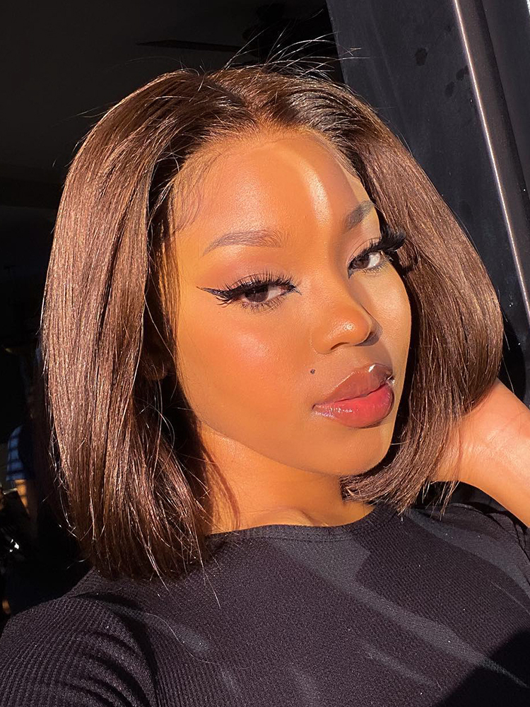 chocolate brown straight bob wig