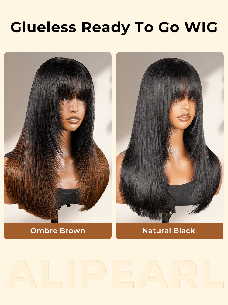Glueless ready to go wig with fringe bangs