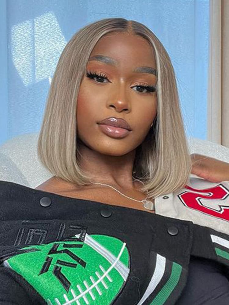 Light Mushroom Brown Hair With Blonde Highlights Straight Hair