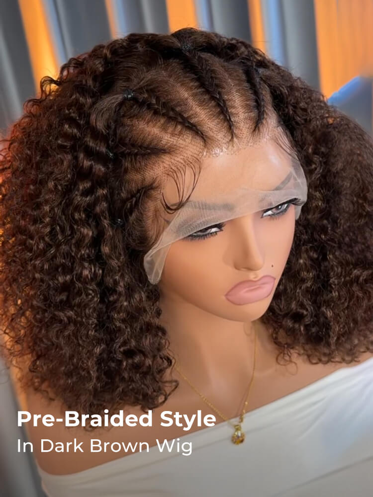pre-braided dark brown wig