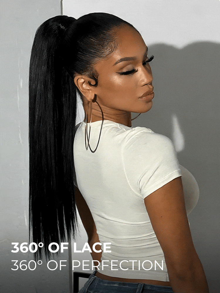 Slick Back Ponytail Pre Styled 360 Lace Frontal Wig With Drawstring