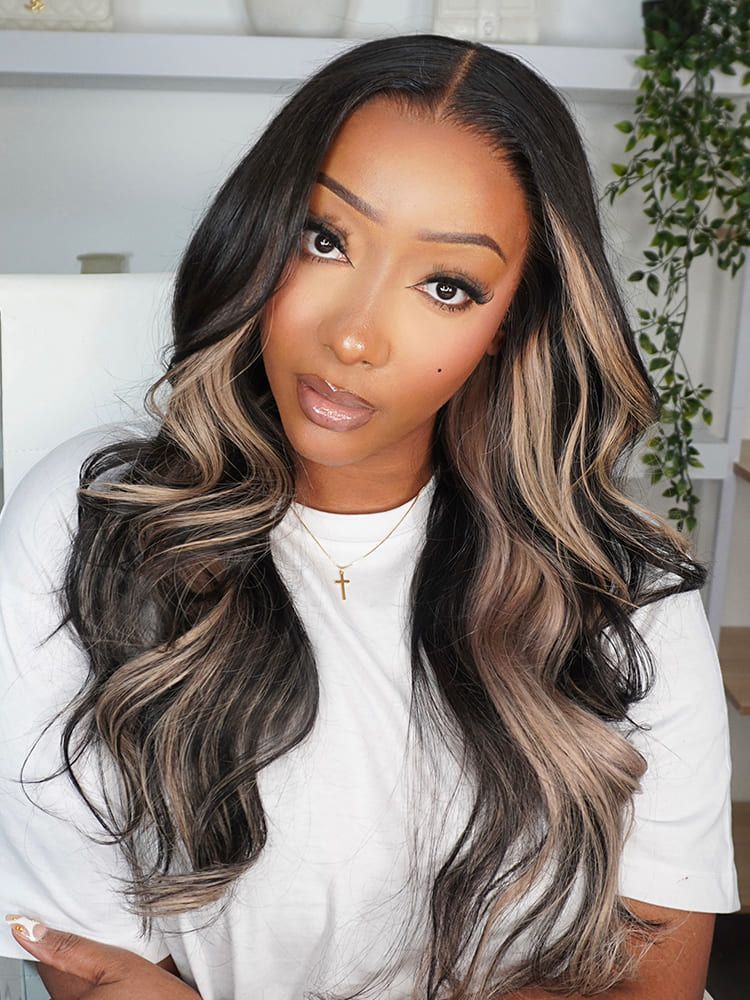 blonde highlight lace front wig