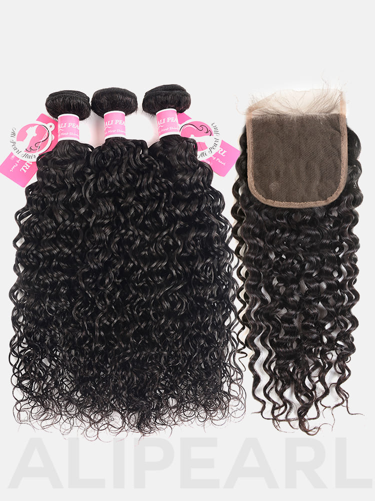 water wave bundle delas with lace closure