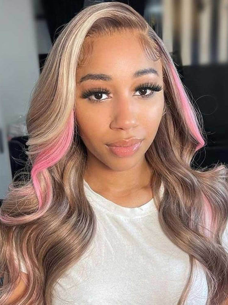 blonde with pink highlights