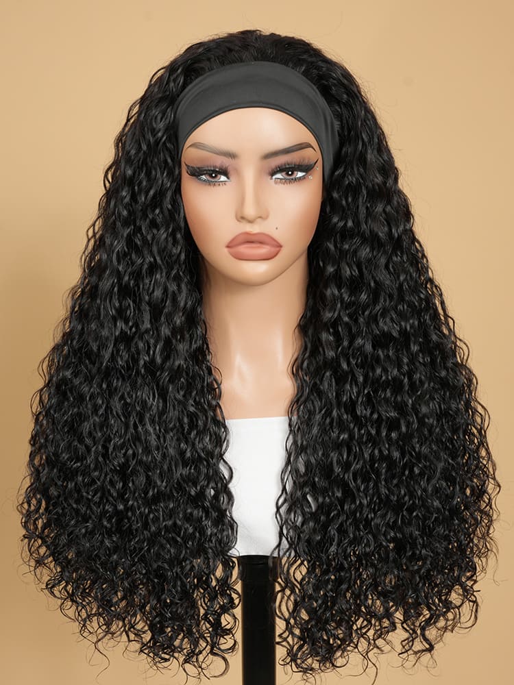 water wave headband wigs with highlights