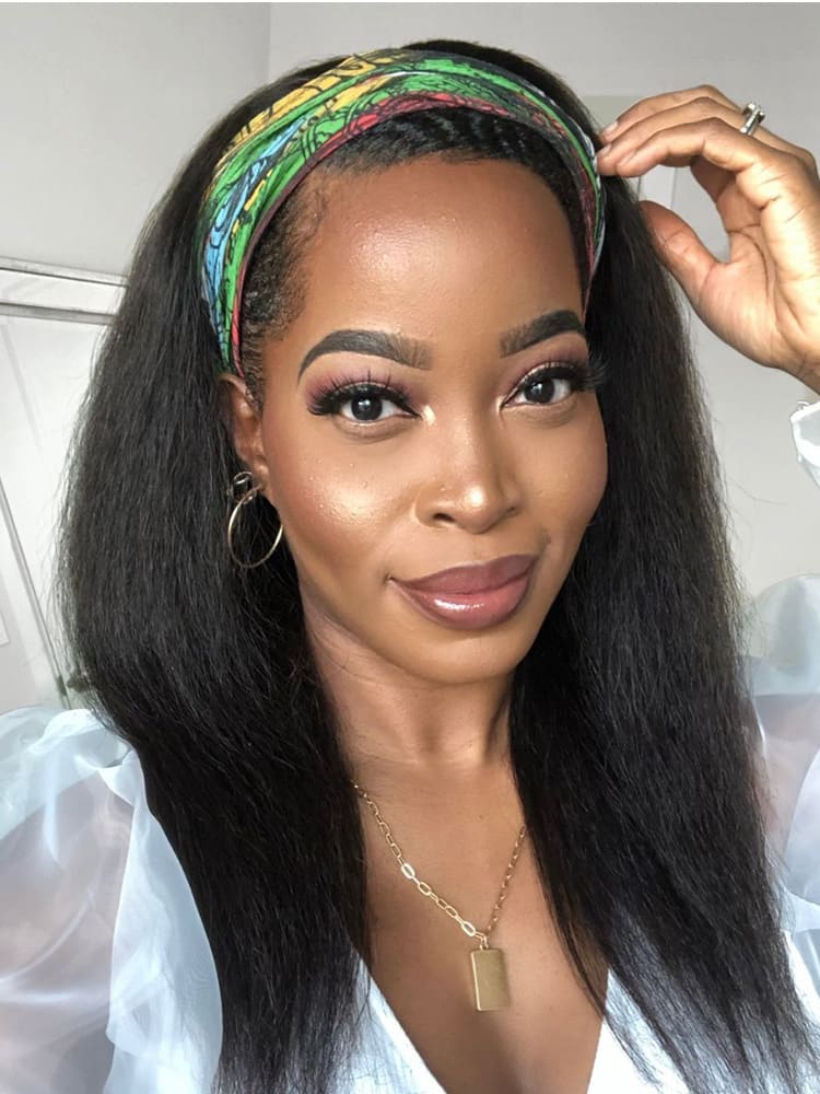 kinky straight glueless headband wig