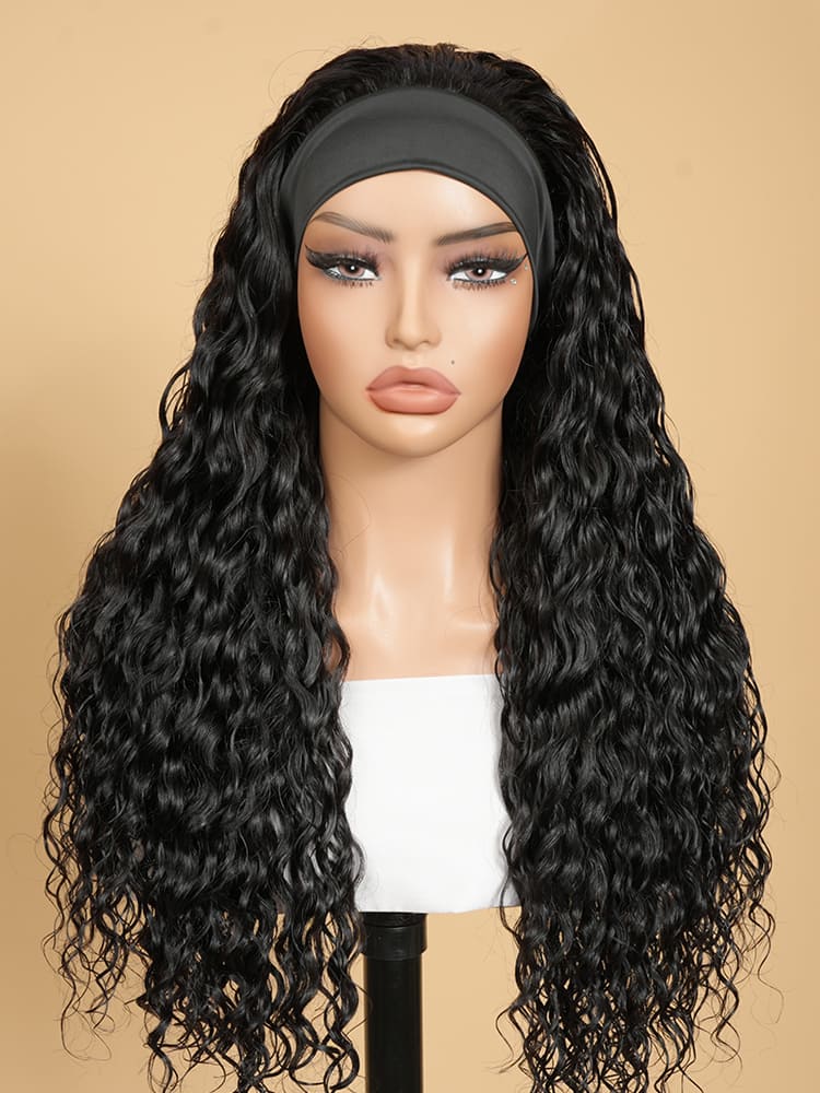 full deep wave glueless headband wig