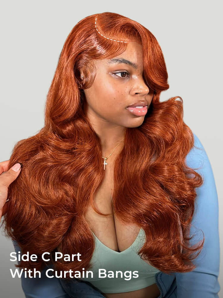 side part with curtain bang