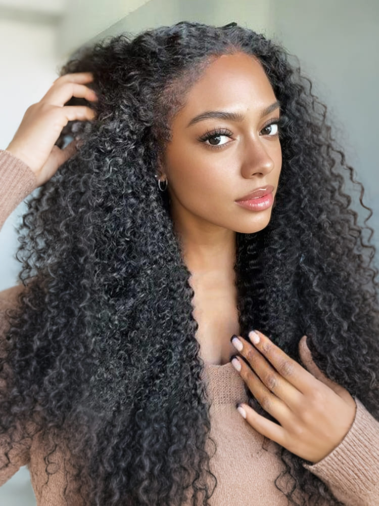 Jerry Curly HD Lace Closure Glueless Wig With 4C Edge Hairline