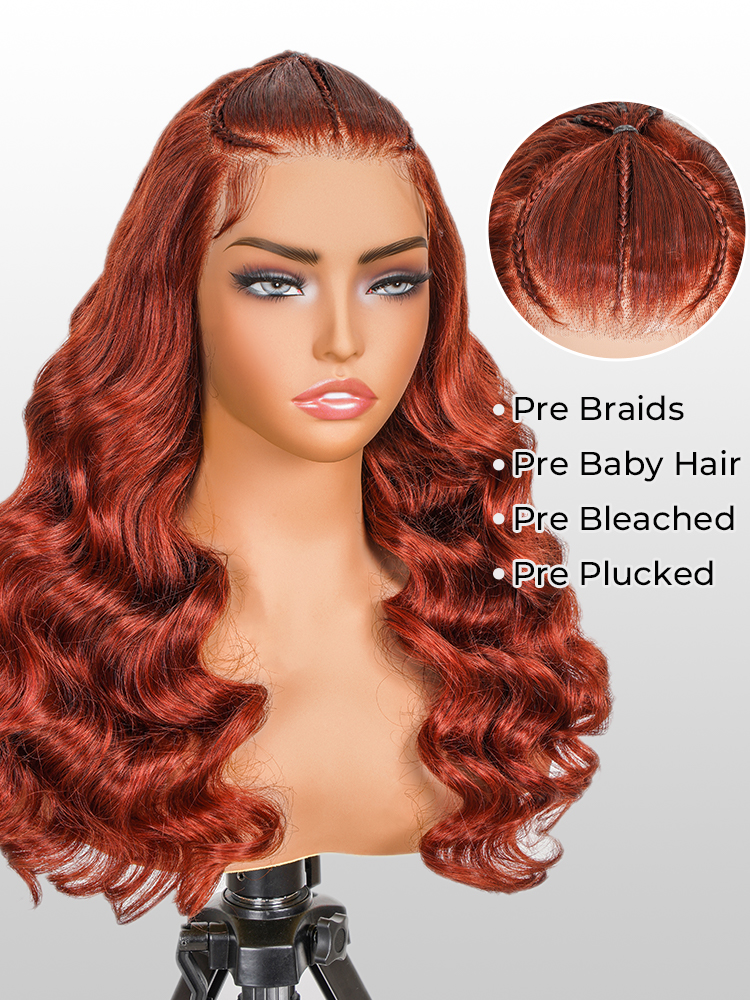 copper body wave glueless wig
