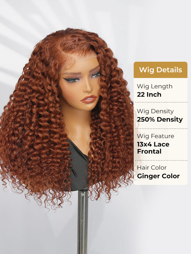 ginger deep wave wig side part look