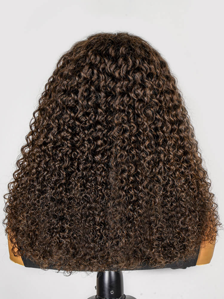 chocolate brown curly lace wig