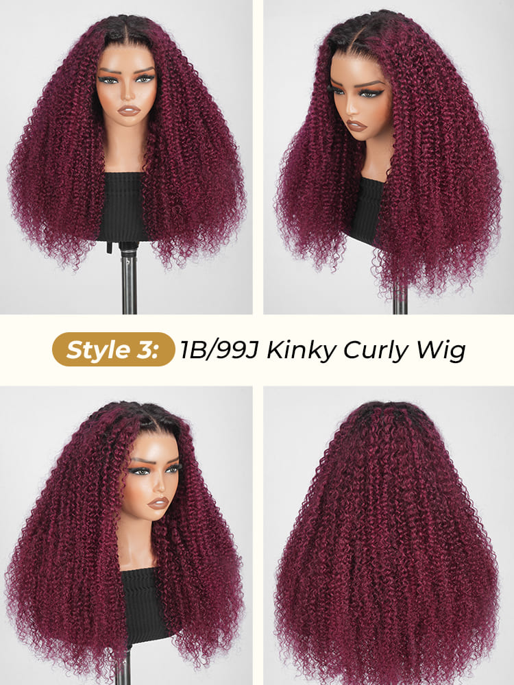ombre red kinky curly wig