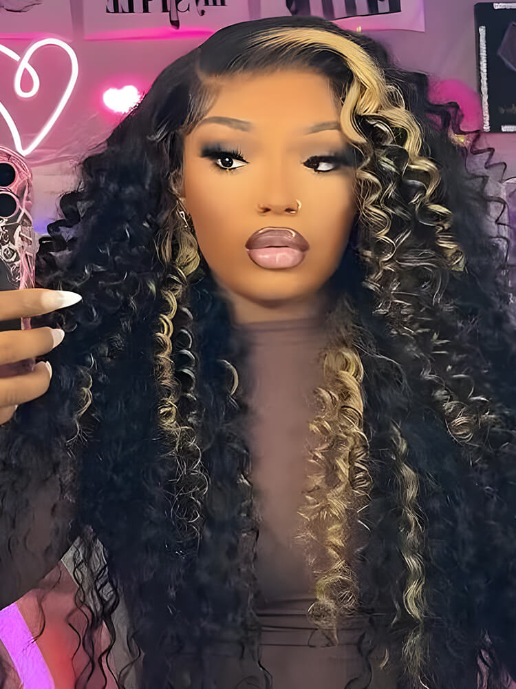 highlighted deep wave wig