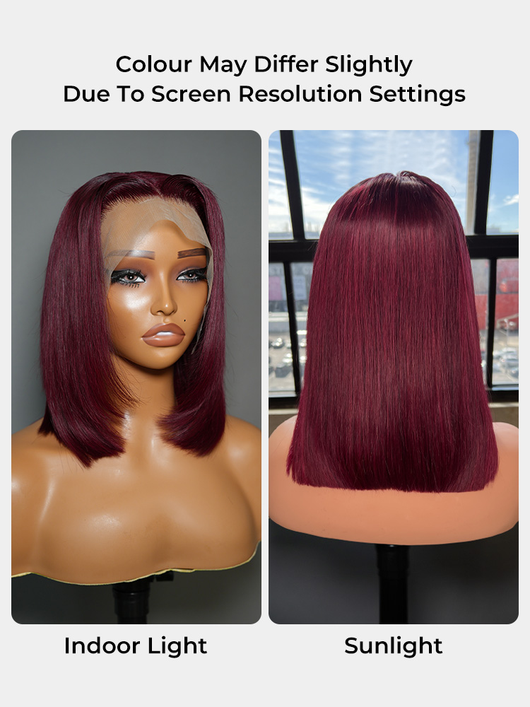 Straight short bob front wig
