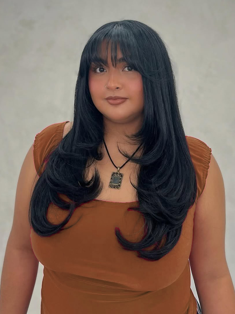 Modern vintage layered straight wig 