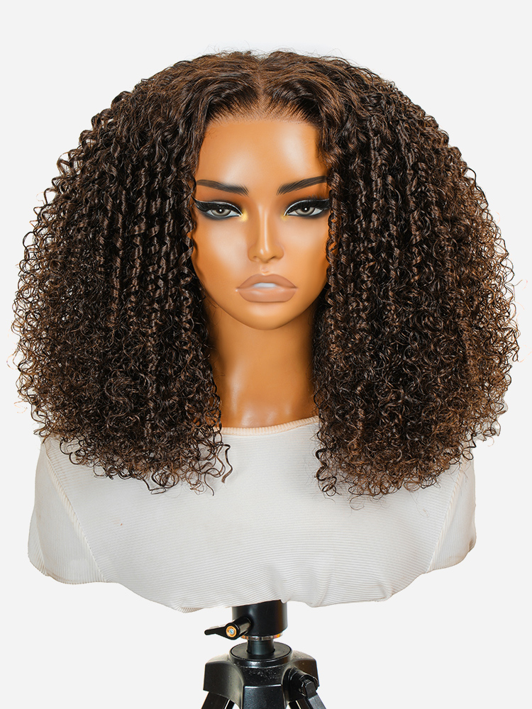 bouncy brown curly lace front wig