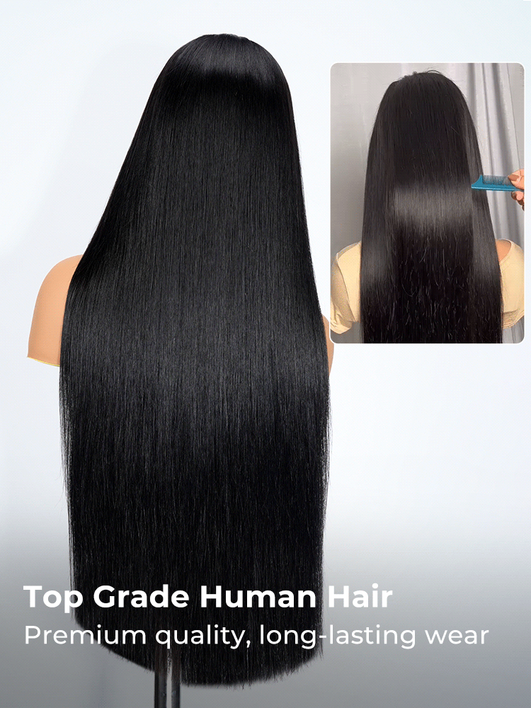 straight human hair wig