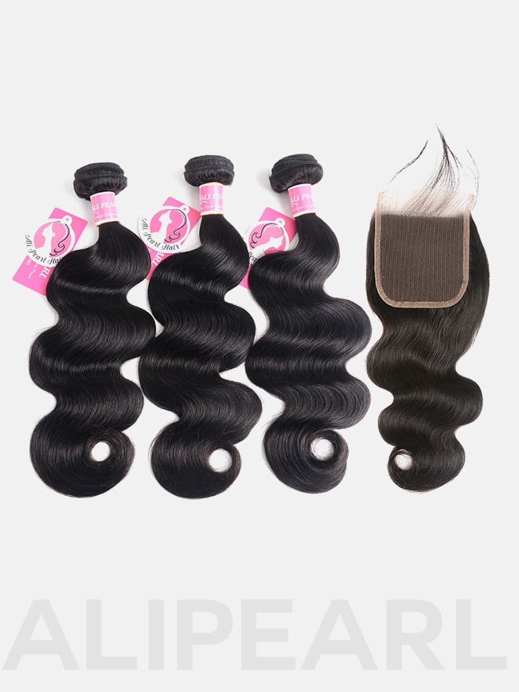 Alipearl Malaysian Hair 3pcs Body Wave with 4*4 Lace Closure