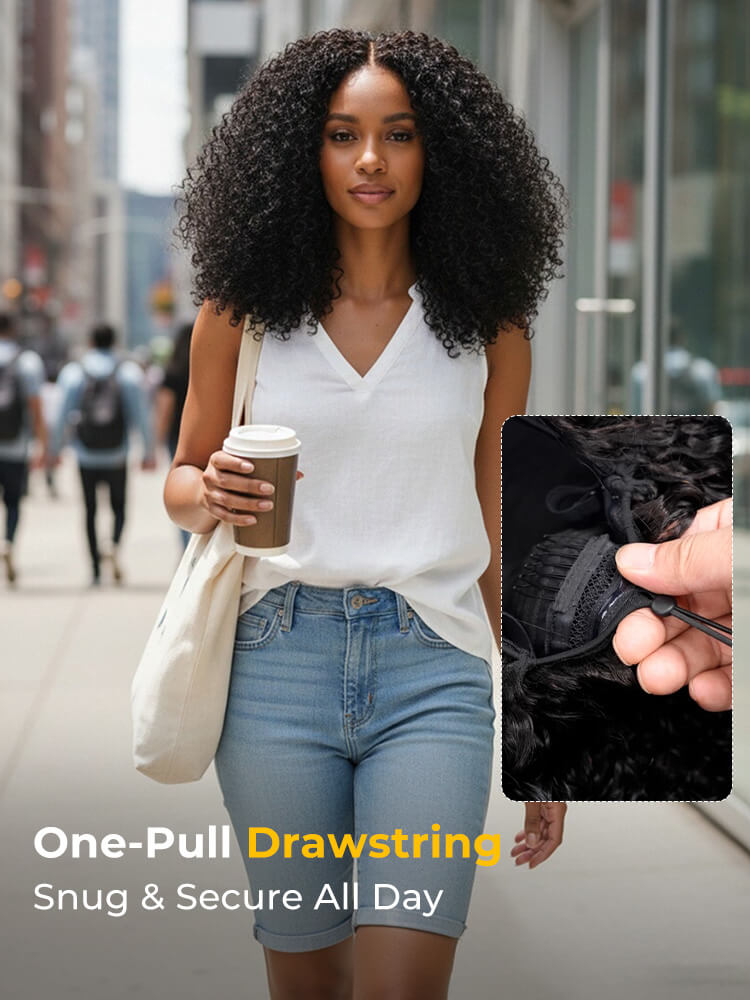 300 Density Curly HD Lace Wig With Drawstring