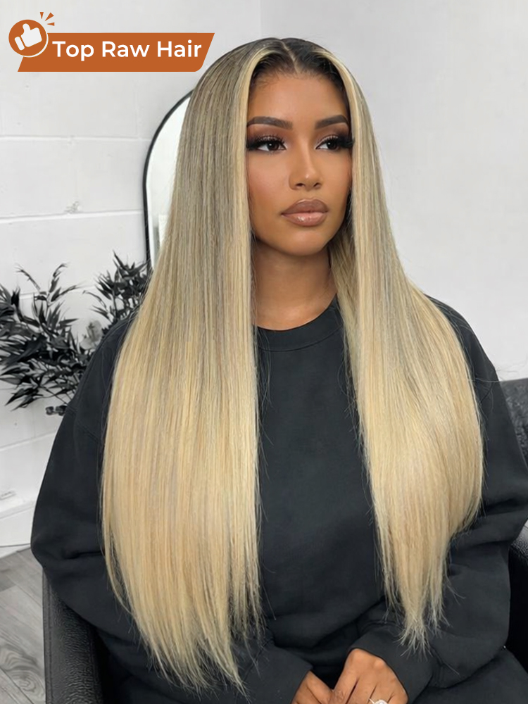 12A Raw Hair Champagne Blonde Highlights HD Lace Wig Ready To Go