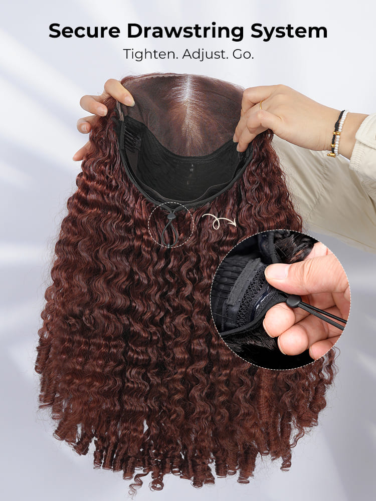 burmese curly wig with drawstring