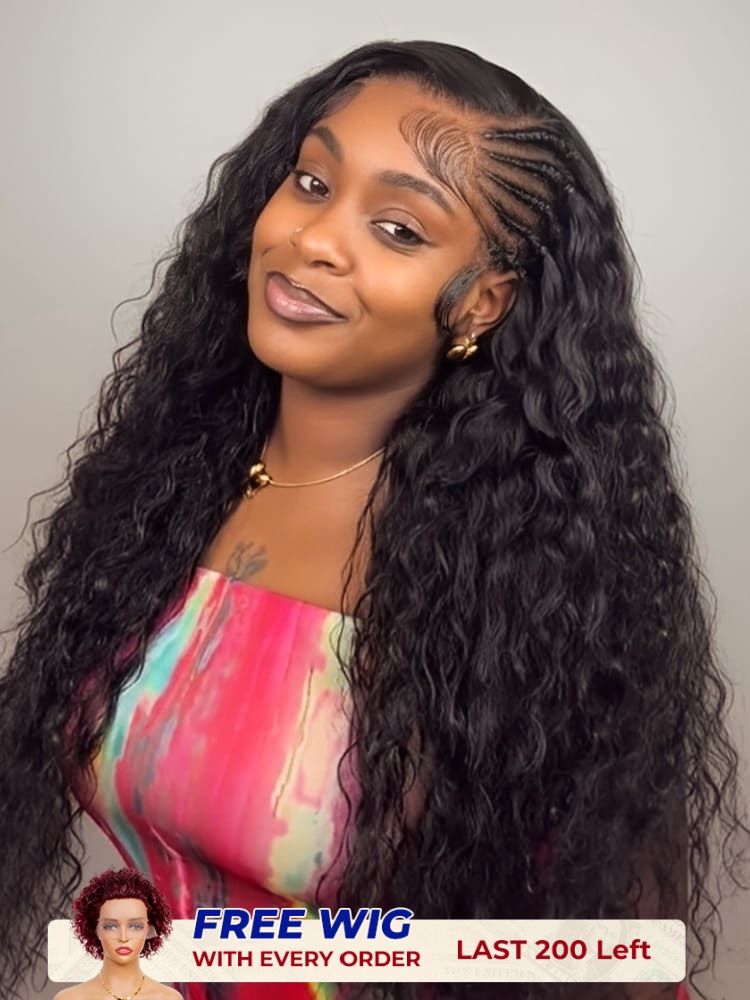 Water Wave Pre Braided 13x6 HD Lace Glueless Wig Ready to Go