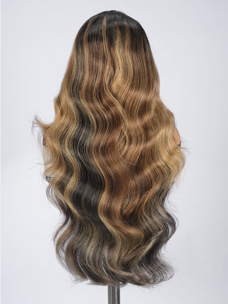 Lagos Hairline Highlight Brown Body Wave 13x6 HD Lace Front Wig