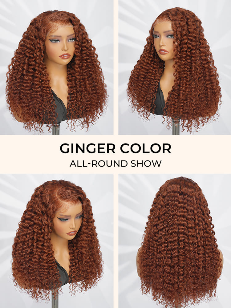 ginger deep wave glueless lace frontal wig