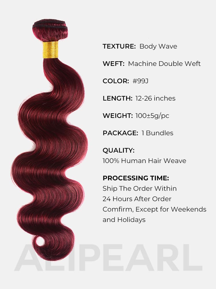 alipearl 99j burgundy human hair bundle