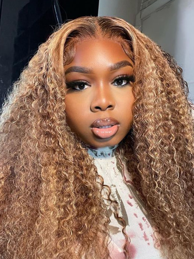 Brown with blonde color wig