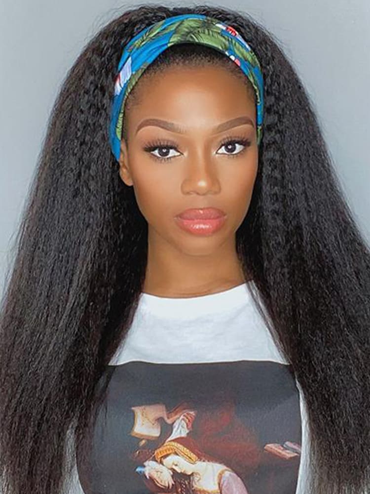full yaki straight headband wigs