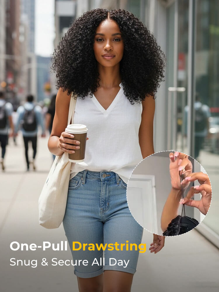 300 Density Curly HD Lace Wig With Drawstring