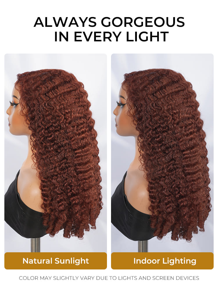 reddish brown curly wig