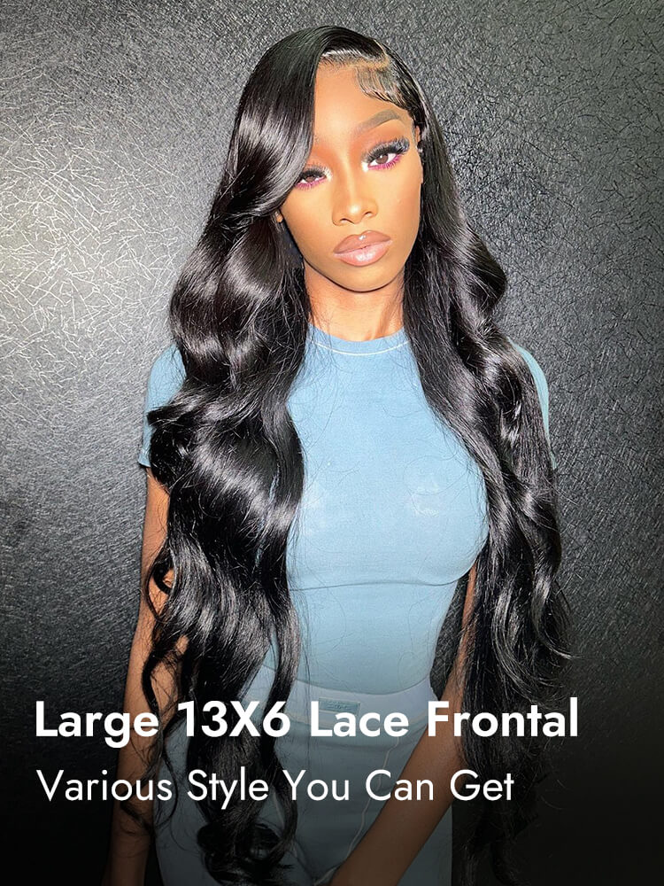 versatile hairstyle with body wave frontal wig