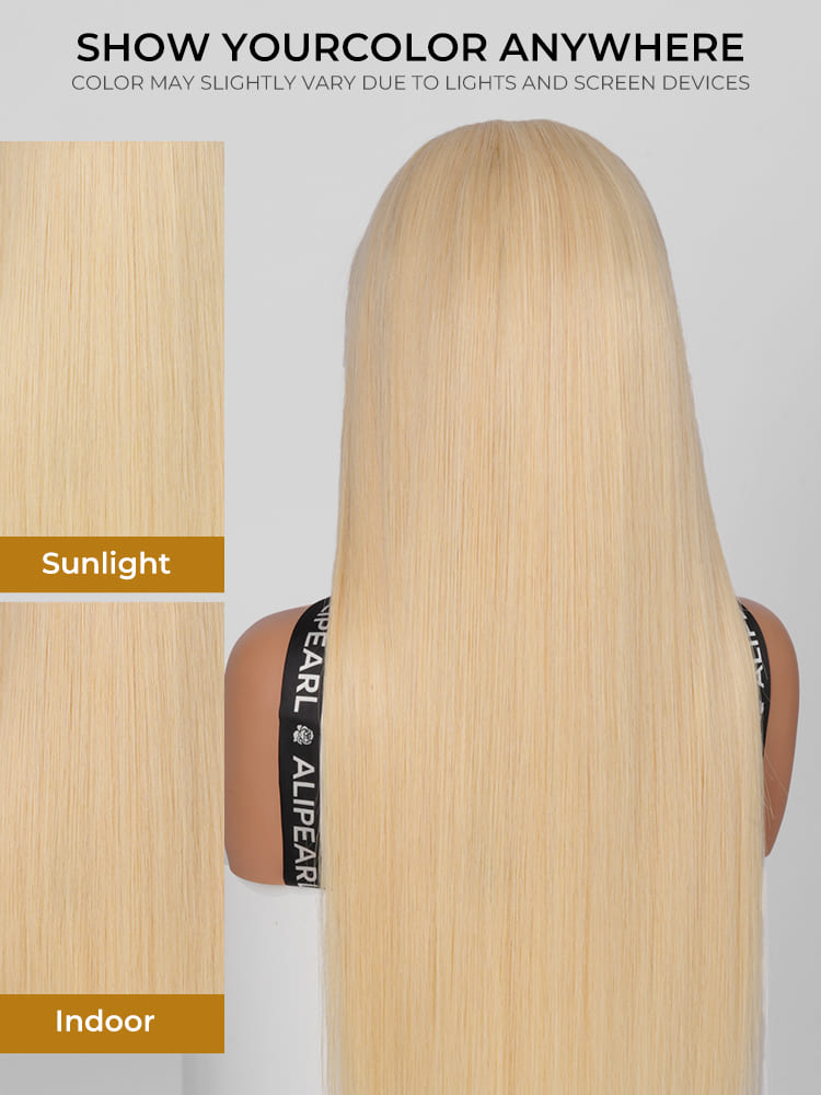 blonde hair color under different light
