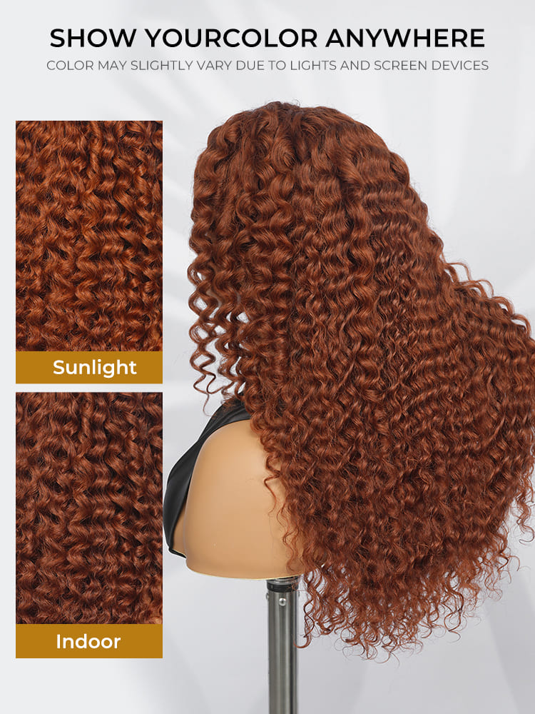 ginger color deep wave glueless wig